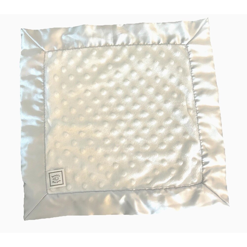 Swaddle Designs Lovey White Gray Satin Edge Blankie Security 13"